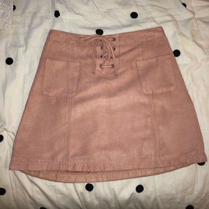 Pink suede skirt